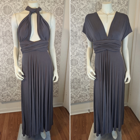 Lulus Multiway Tricks of the Trade Dark Grey Convertible Maxi Dress XS - Picture 8 of 14